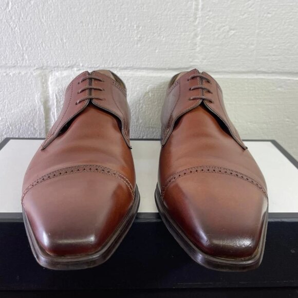 Magnanni 13317 Cap Toe Brown Leather Oxford Dress Shoes Lace up Men's Size 8.5 M - Picture 1 of 13